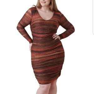 Maree Pour Toi Metallic Stripe Ruched Sheath Dress